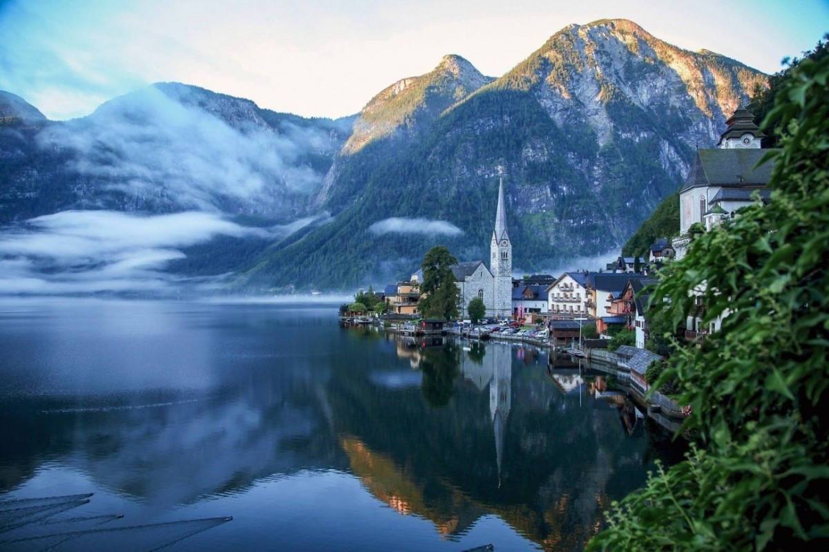 Hallstatt, městečko v rakouských Alpách