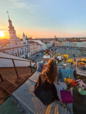 Výhled ze střechy Heaven Gym